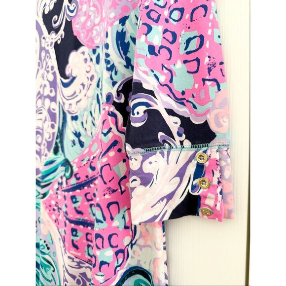 Lilly Pulitzer UPF 50+ All That She Wants Shell Sophie Dress Purple Blue Medium - Picture 2 of 6